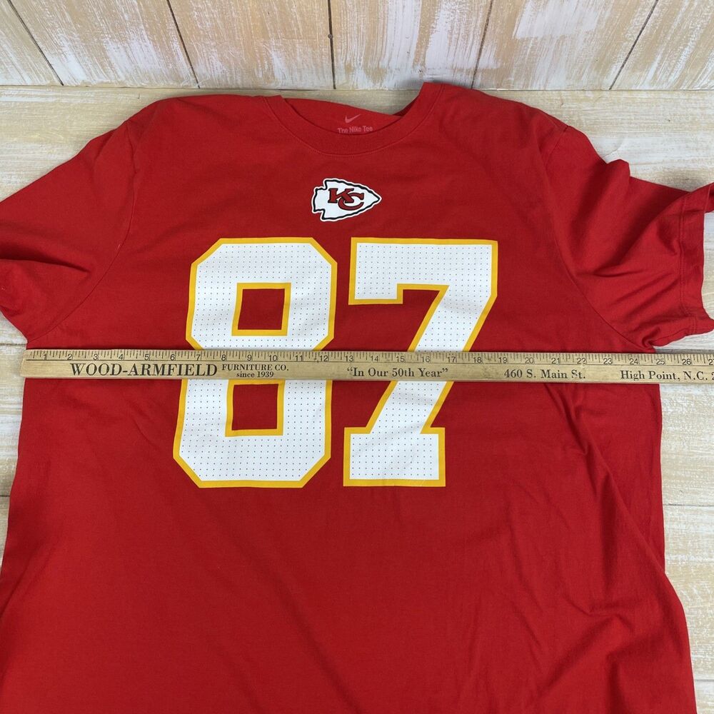 NIKE Tee Kansas City Chiefs Travis Kelce #87 Red T-Shirt Sz XXL - Picture 5 of 6
